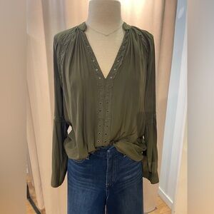Ramy Brook Deep Green Eyelet Blouse